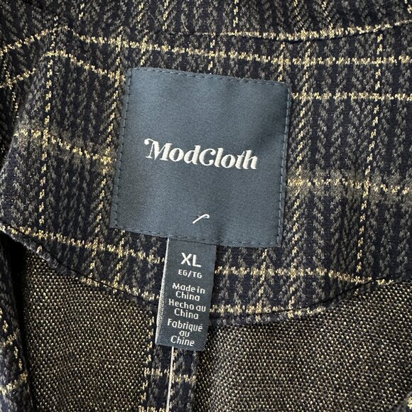 NWT ModCloth Plaid Belted Blazer Jacket Women's size XL - Picture 4 of 8